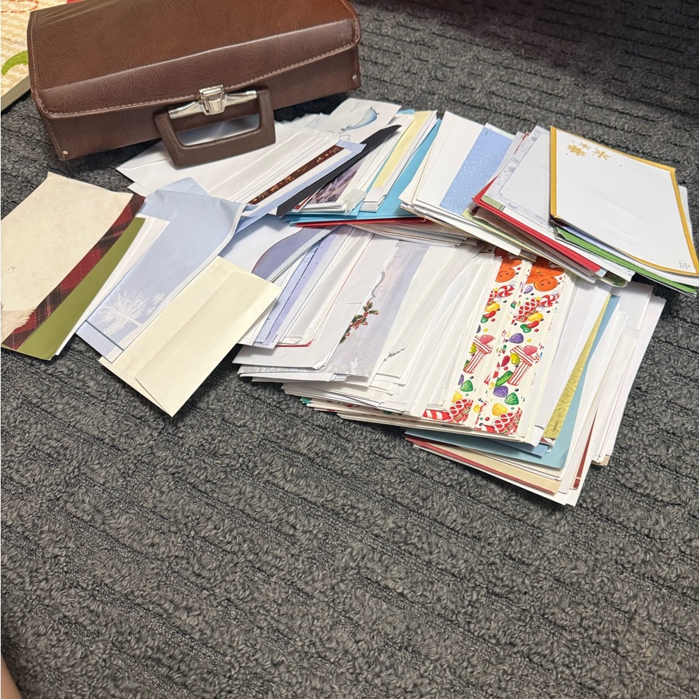 Brown Leather Document Organizer with brandnew letter envelopes